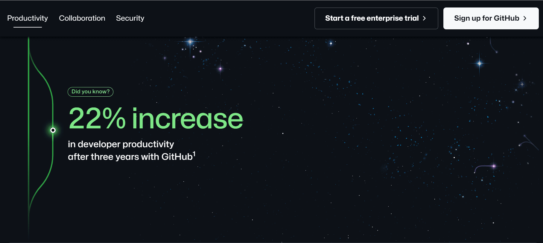 Eine Infoseite von GitHub. Im Hintergrund sind Sterne, das Design ist sehr dunkel und futuristisch.